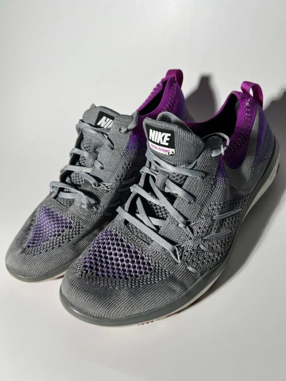 Nike Free Focus Flyknit Training Shoes Gray Purple Women’s 7.5 844817-003